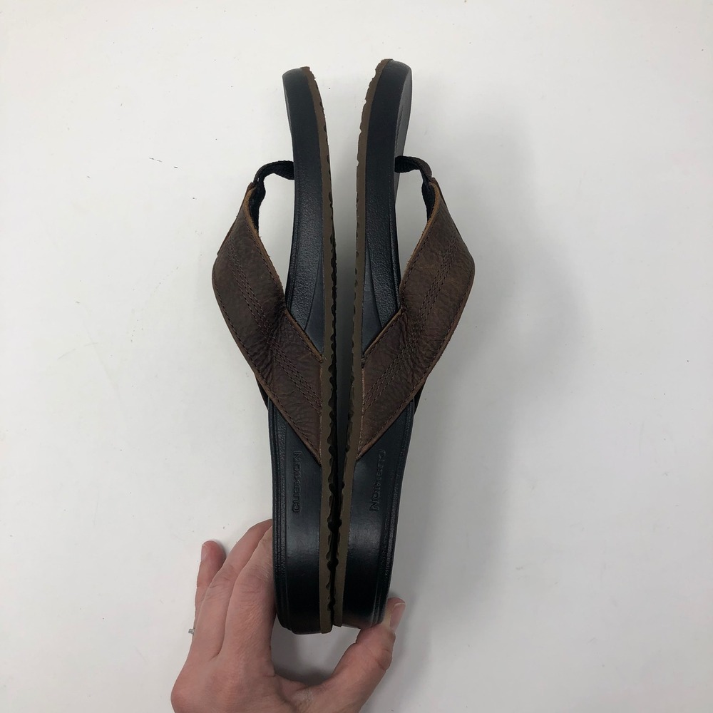 Reef Cushion Phantom LE Flip Flops Mens Size 8 Brown Black Leather Thong Sandals - Picture 6 of 10